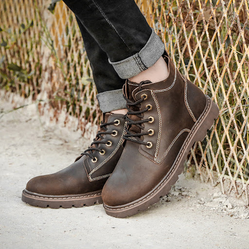 Title 15, Vintage Mens Leather Boots Work High-top Shoes...