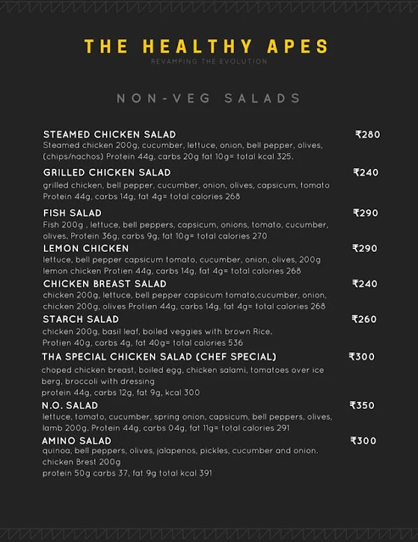 The Healthy Apes menu 