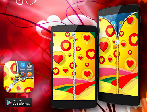 Love Heart Zipper Screen Lock