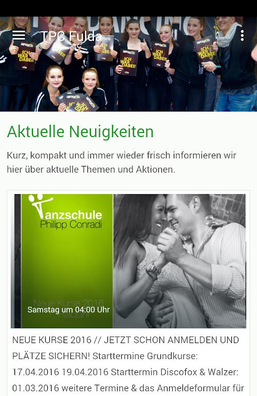 Android application Tanzschule Philipp Conradi screenshort