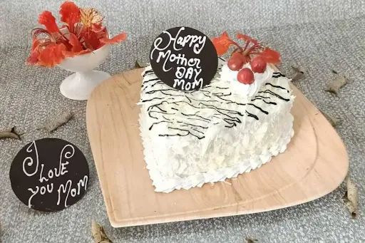 Mom's Love White Forrest Heart Cake