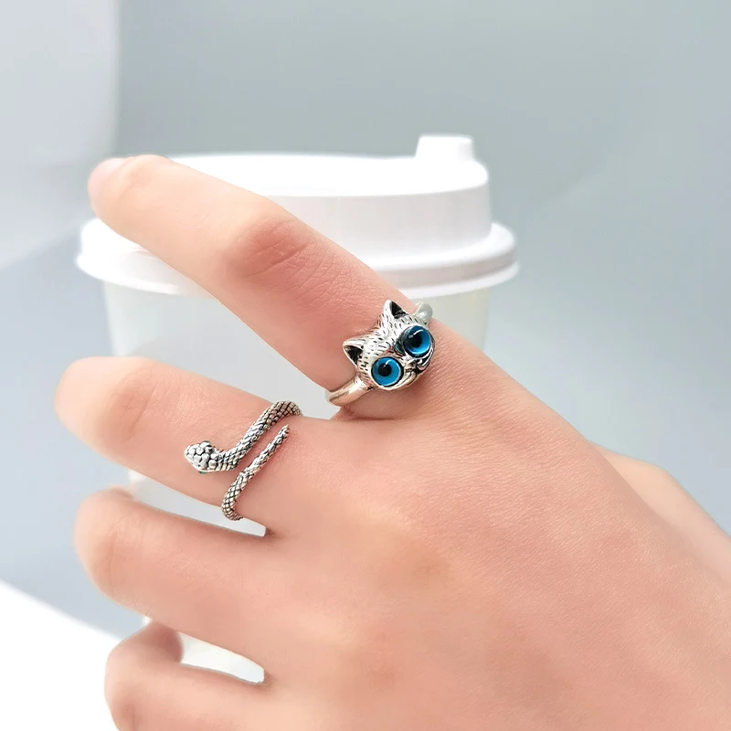 Title 1, Bague Serpent Simulé Chat pour Femme Mode Froid...