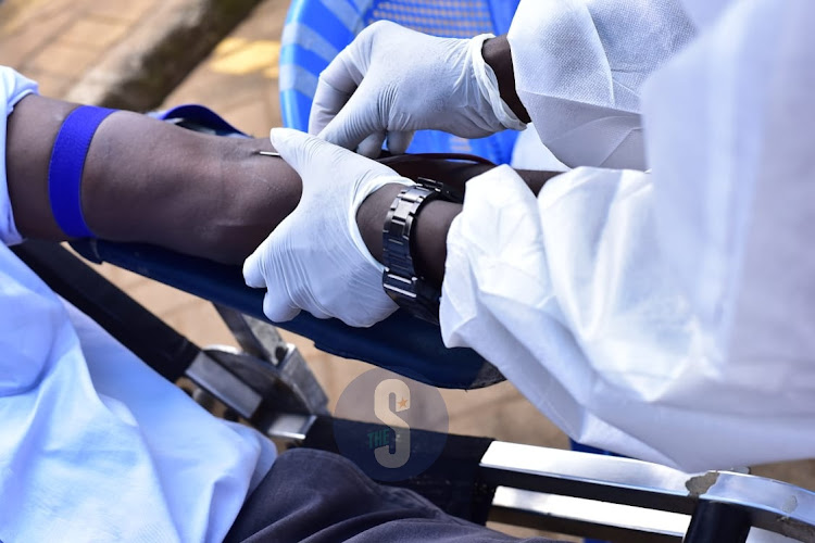 Radio Africa Group staff donates blood during the blood donation drive by Kenya Tissue and Transplant Authority at Radio Africa on November 9, 2022.