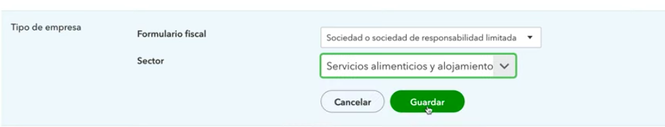 Tipo de empresa Quickbooks