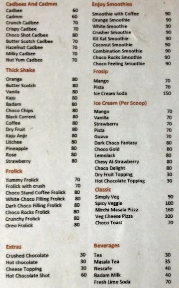 Cafe Choco Craze menu 