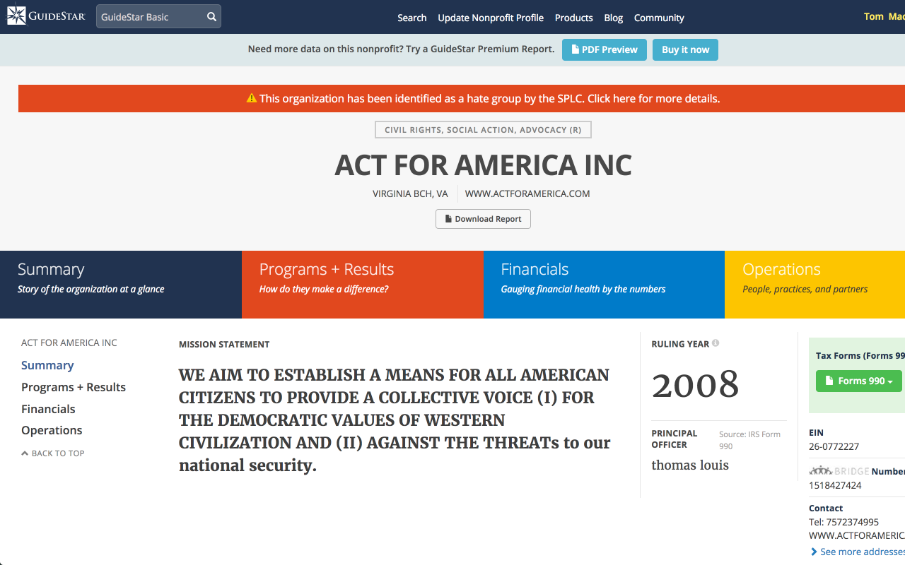 Identify hate groups on GuideStar Preview image 0