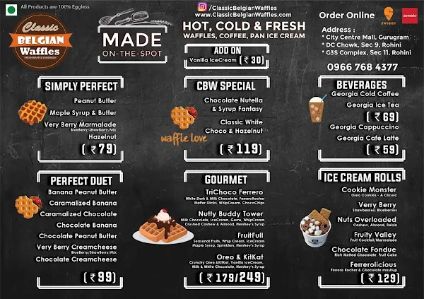 Classic Belgian Waffles menu 