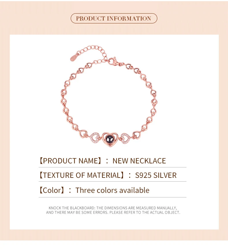 Title 5, Bracelet photo HD couleur cœur en zircon, proje...