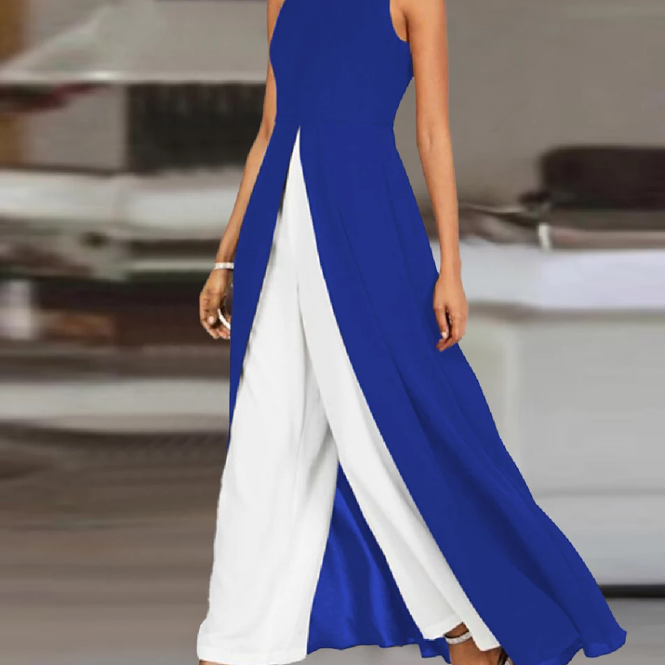 Combinaison noire à col rond avec couleurs contrastées, élégante et confortable, idéale pour toutes les occasions, facile à associer et porter.