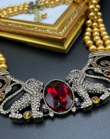 Collier Lion Perle Diamant Luxe Rét - 2