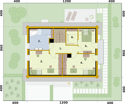 Rio 2 projekt domu z bali drewnianych - Rzut poddasza