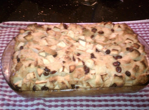 apple cranberry bread pudding w/vanilla glaze