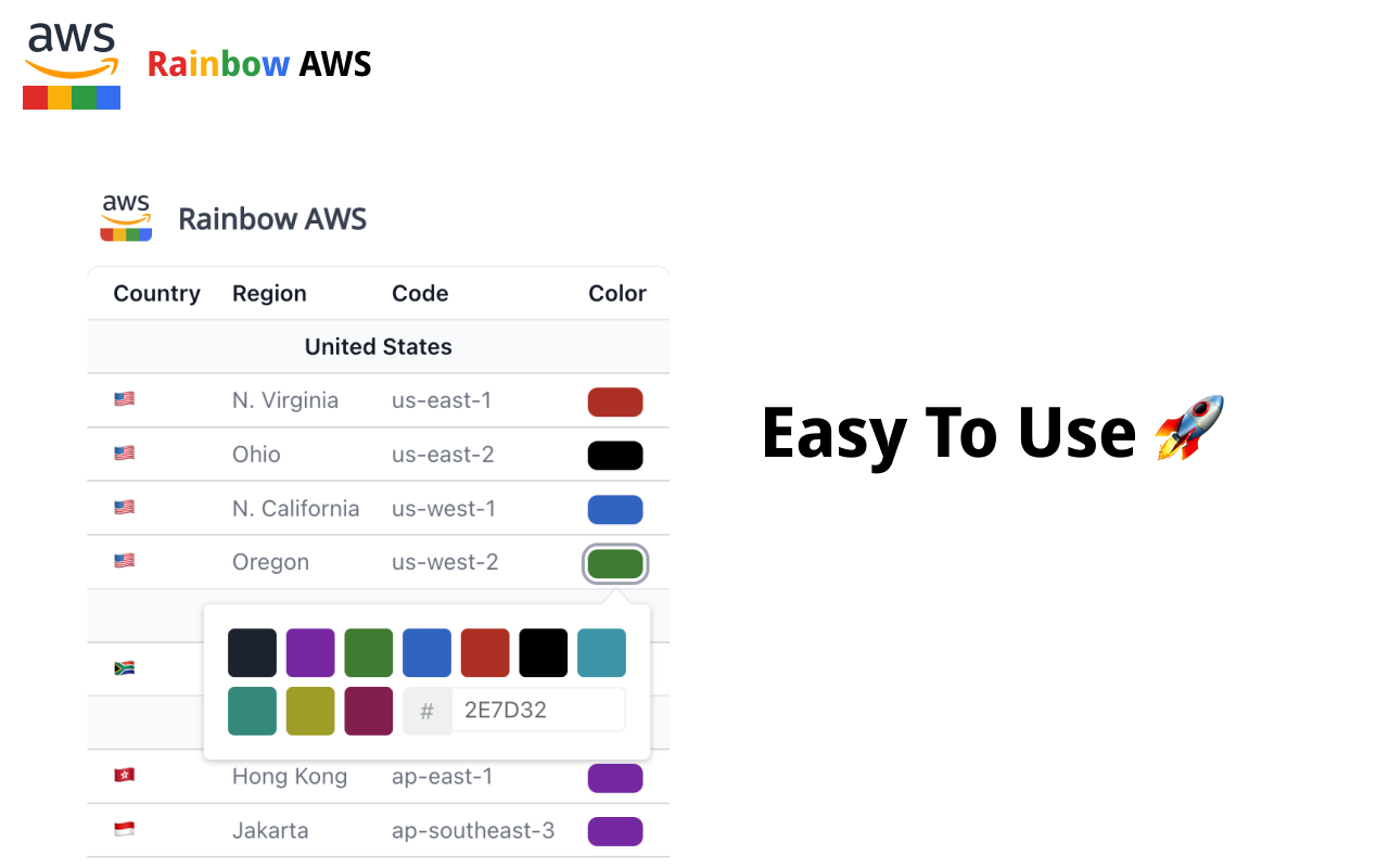 Rainbow AWS: AWS console header color Preview image 5