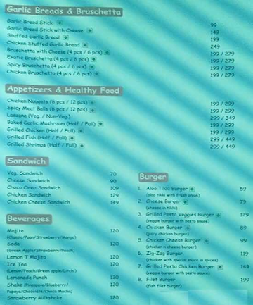 Italian Pizza menu 