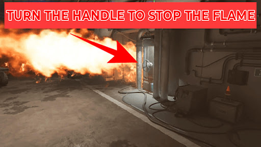 Turning the handle stops the flamethrower