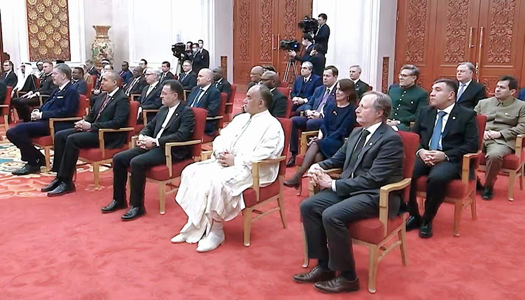 Some of the 42 ambassadors who presented their credentials at the Great Hall of the People