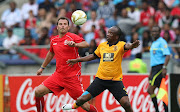 Thabo Mooki turns out for Kaizer Chiefs Legends against Patrik Berger of Liverpool FC Legends in a legends match at Moses Mabhida Stadium in Durban in November 2013. 