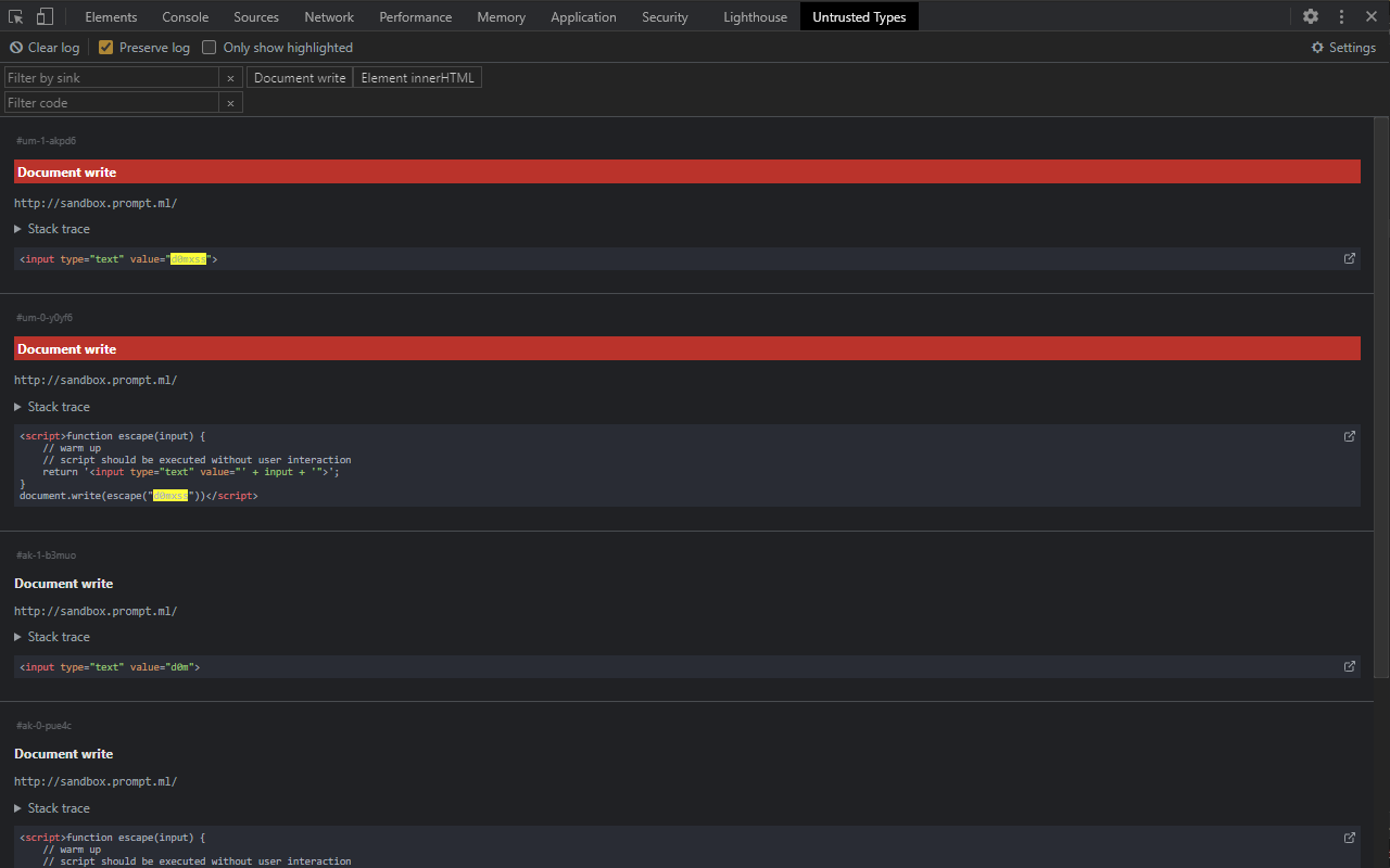 Untrusted Types for DevTools Preview image 0