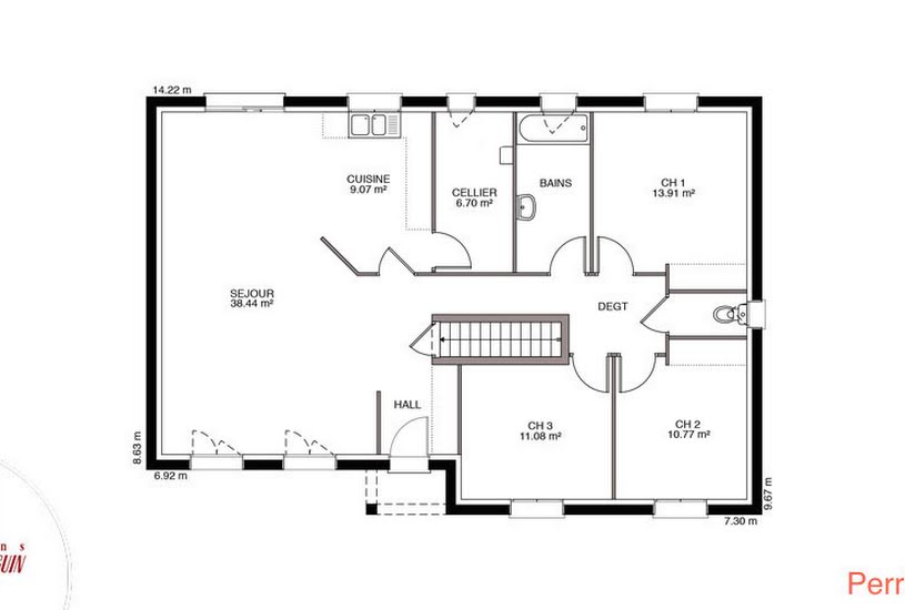  Vente Terrain + Maison - Terrain : 1 757m² - Maison : 97m² à Oyes (51120) 