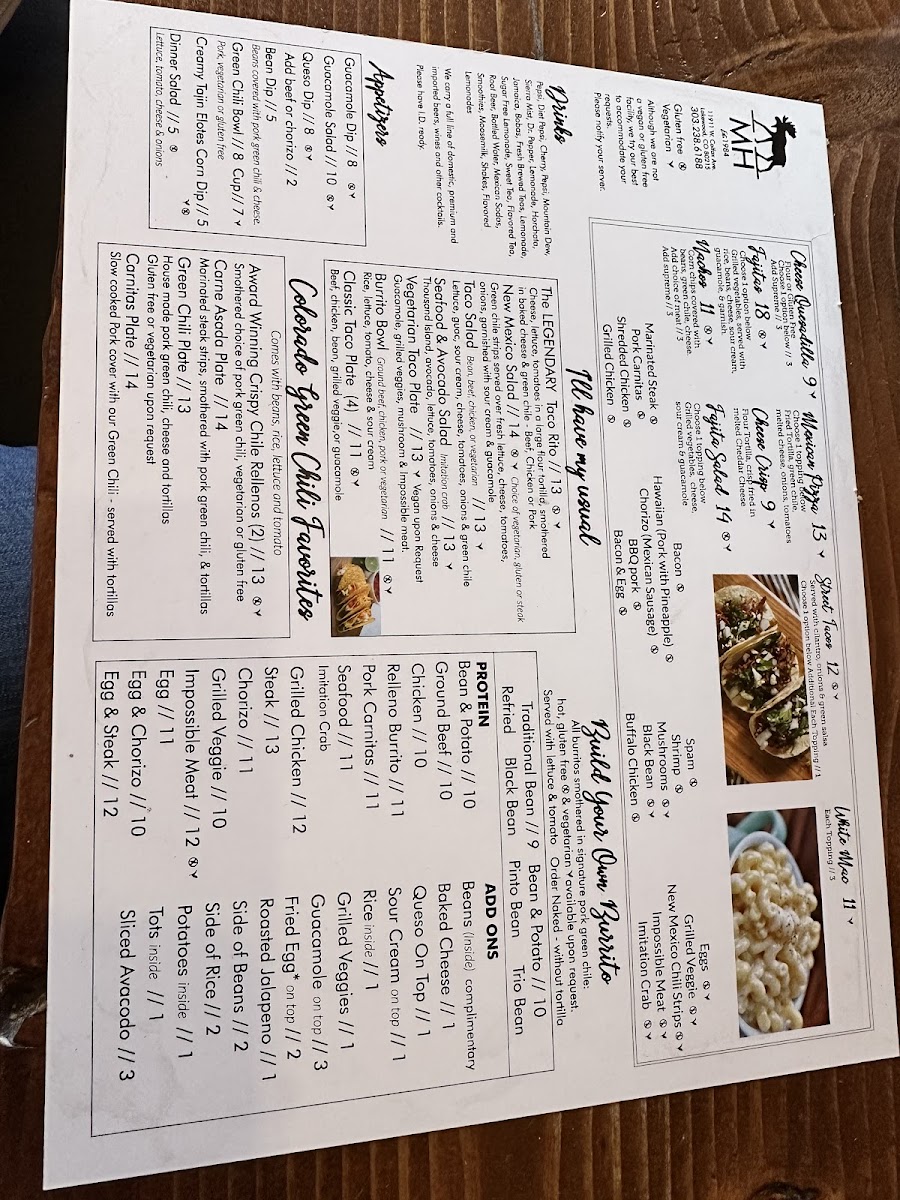 Moose Hill Cantina gluten-free menu