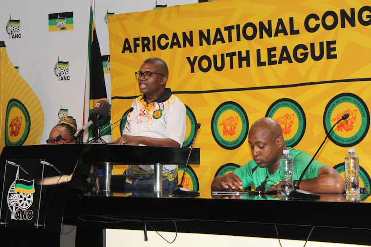 ANCYL president Collen Malatji addressed the media at Luthuli House with his secretary-general Mntuwoxolo Ngudle.