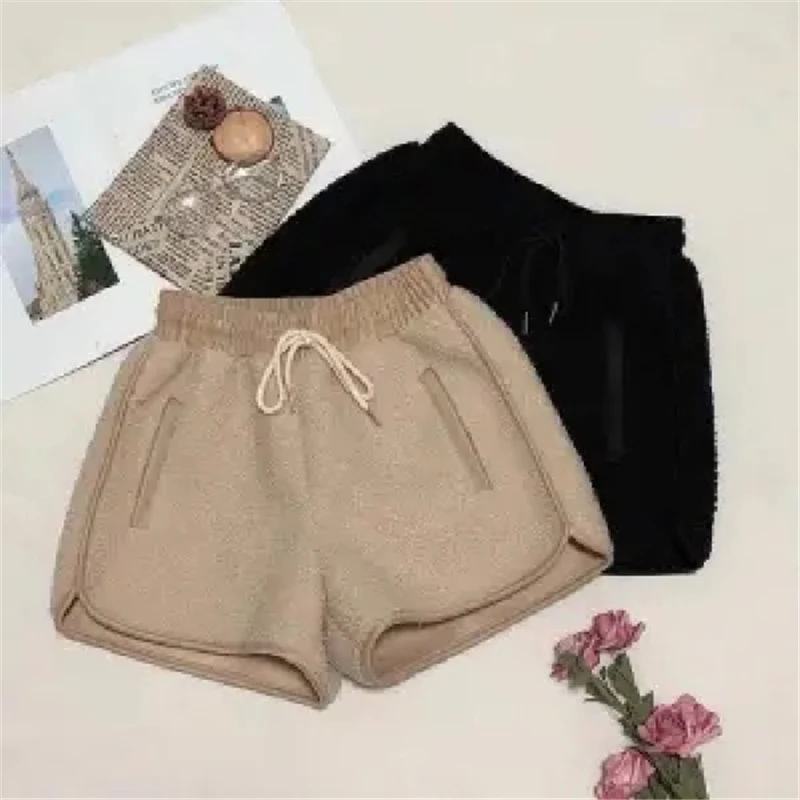 Title 1, Faux lamswollen wijde pijpen broek casual short...