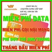 Sim 4G Vietnamobile Mới Miễn Phí Data Tháng Đầu , Cước 20K/Tháng