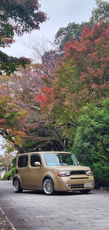 キューブの紅葉と撮りたい・朝から(3時)から22時間遊んだ ア〇・ピックアップされてみたい・友達の車とコラボ・乗ってる車の長所と短所に関するカスタム事例の投稿画像1枚目