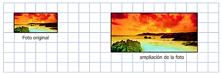 ¿Cuál de las siguientes condiciones garantiza que la ampliación es semejante a la foto original? 
