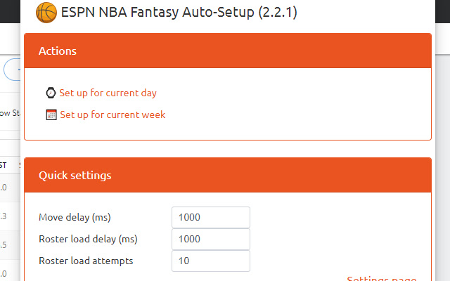 ESPN NBA Fantasy Team Auto Setup