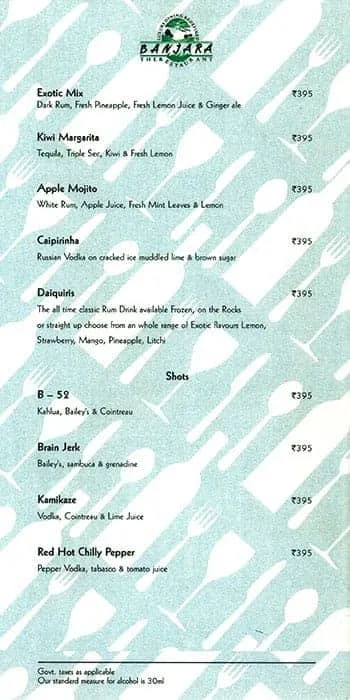 Banjara menu 