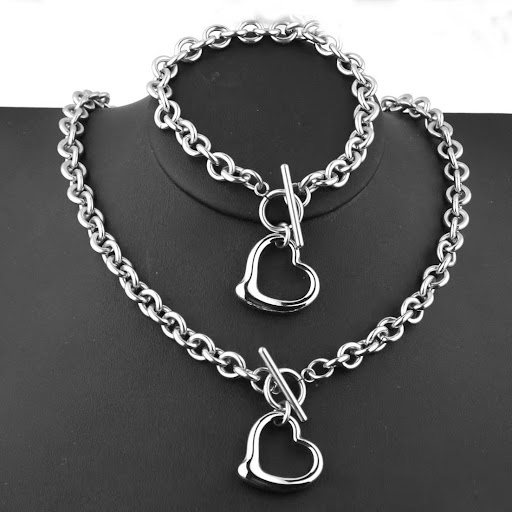 Title 1, Womens Heart Pendant O-shaped Necklace Bracele...