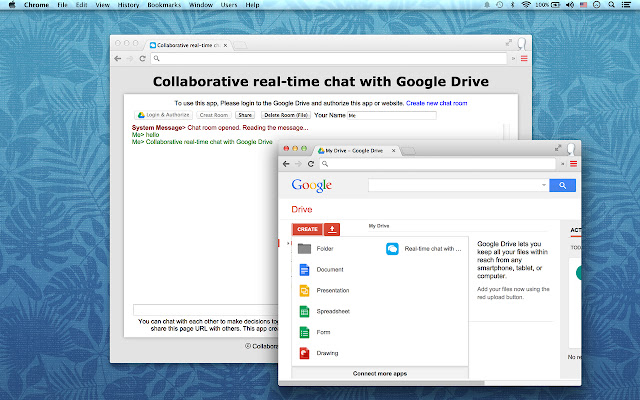 Chat Drive, real-time chat with Drive chrome extension