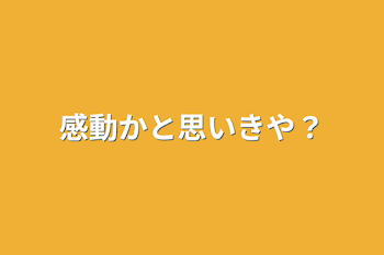 感動かと思いきや？