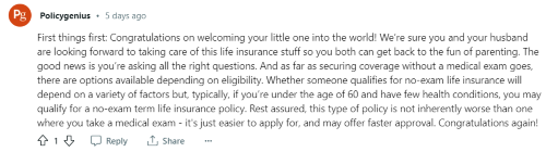 A person on Reddit explains in their Ethos life insurance review that it's good that the company does not require a medical exam. 