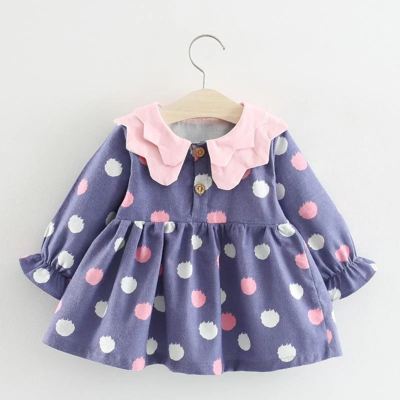 Girls Long Sleeve Print Double Collar Princess Tunic, offering elegance and comfort, perfect for any occasion, a stylish