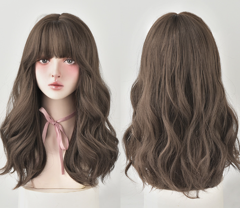 Title 4, Natural Full-Head Wig Long Curly Hair Air Bangs...
