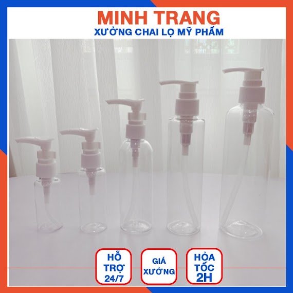 Chai Nhựa Pet Vòi Nhấn 100Ml/250Ml Chiết Mỹ Phẩm (Dầu Gội, Sửa Tắm, Gel Rửa Tay) - Chai Lọ Mỹ Phẩm