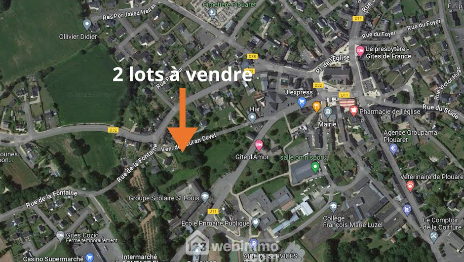 Vente terrain  704 m² à Plouaret (22420), 50 500 €