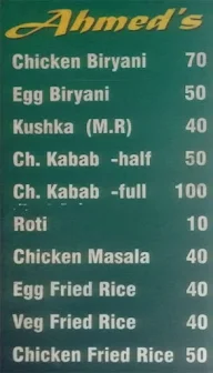 Ahmed's menu 1