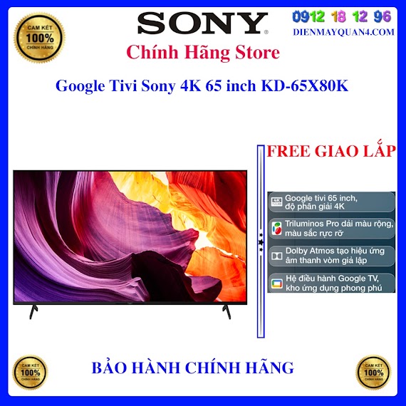 [Sony 65X80K] Android Tivi Sony 4K 65 Inch Kd - 65X80K Mới 2022