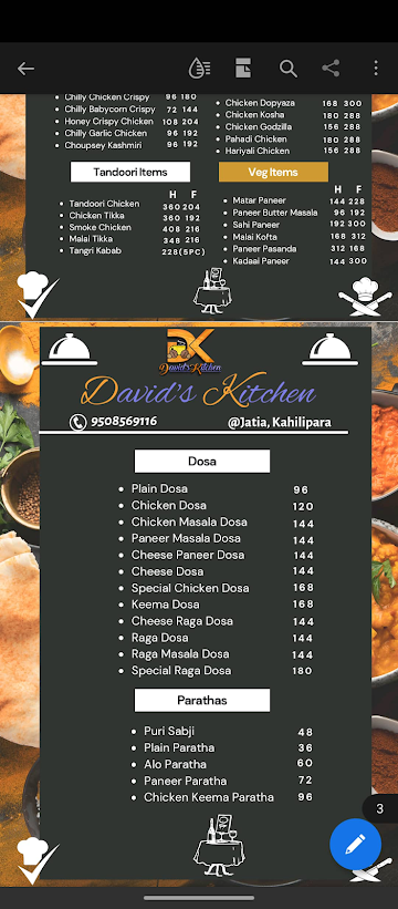 David's Kitchen menu 