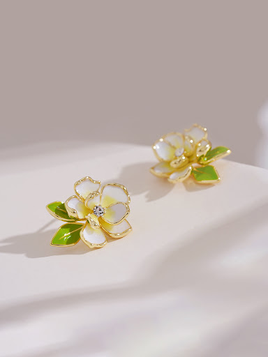 Title 5, High-grade Enamel Glaze Yellow Flower Earrings....