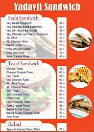 Yadavji Sandwich menu 1