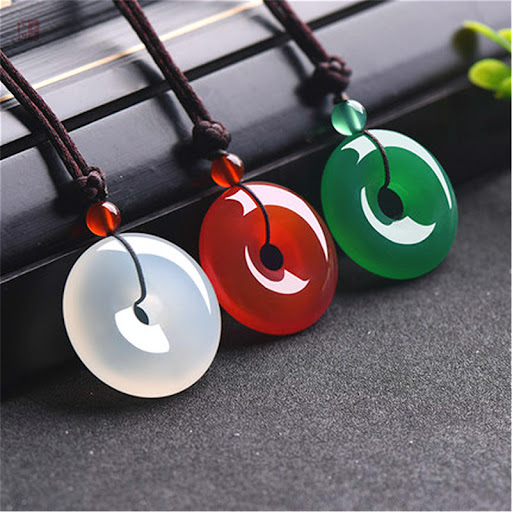 Title 1, Natural green chalcedony safe buckle pendant