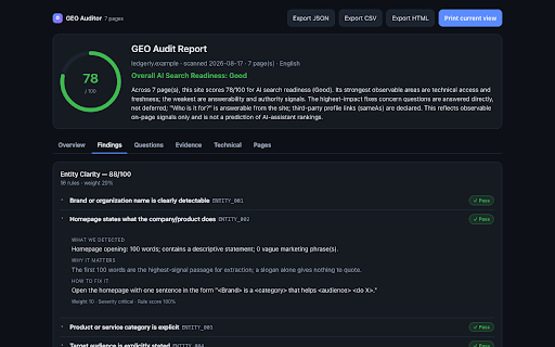 GEO Auditor — AI Search Readiness screenshot 3