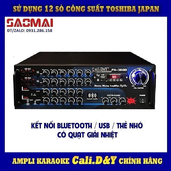 Amply Bluetooth Ampli Karaoke Gia đình 12 sò lớn Cali