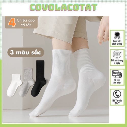 Tất Vớ Nam Nữ Cao Cổ Co Giãn Bốn Chiều Hàng Dệt Kim Thể Thao Hàn Quốc Chất Liệu Cotton Covolacotat