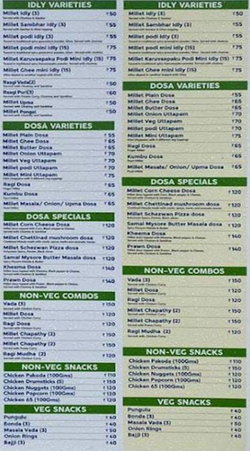 Millet Marvels menu 