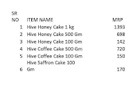 Hive Honey Cake menu 1